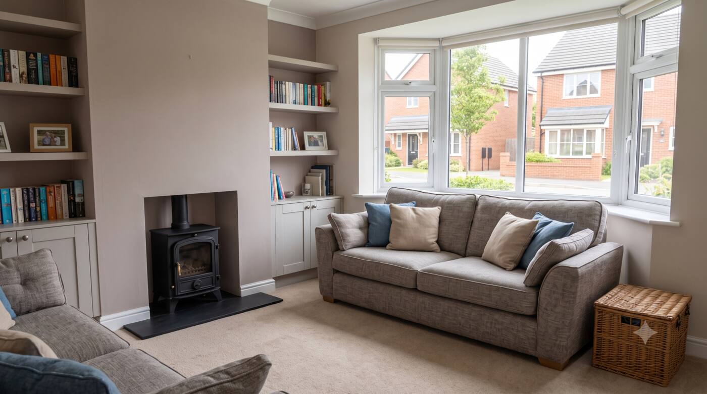 Clean, bright living room